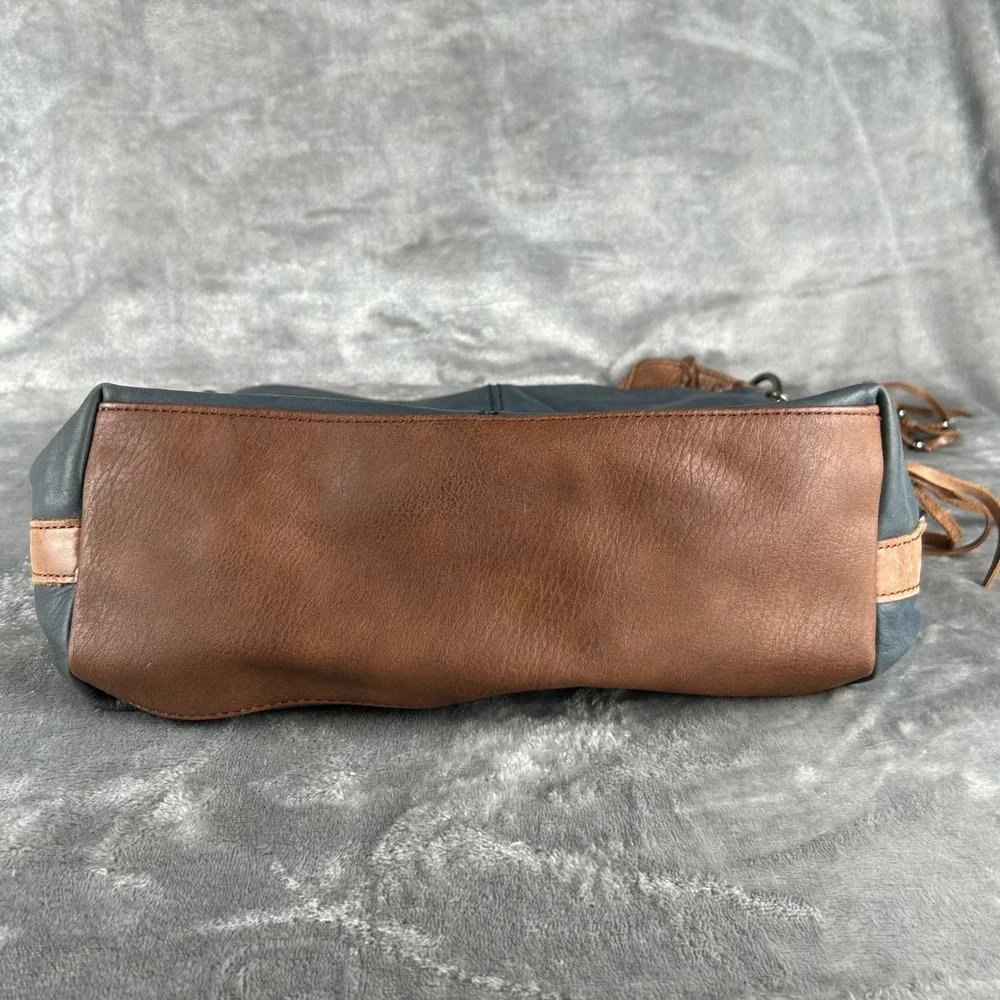 The Sak Ashland Leather Hobo Bag Slate Blue Tan Tassel Shoulder Bag‎ 1000076252